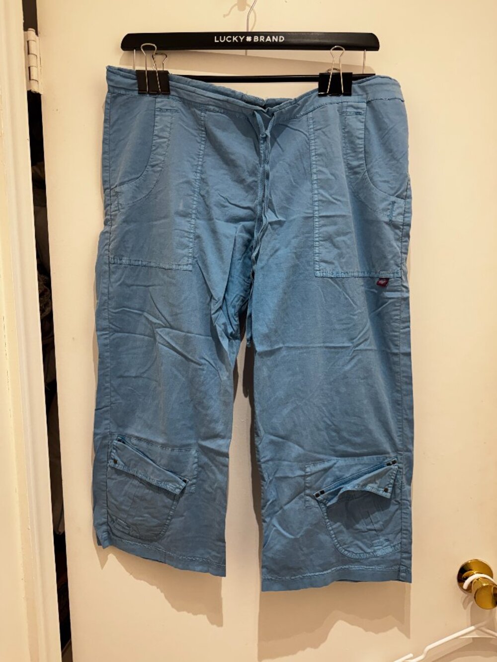 XCVI blue pants cropped pockets drawstring waist XL